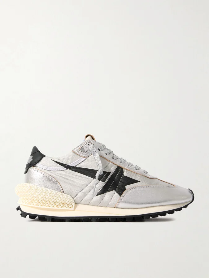 Golden Goose - Running Marathon Metallic Rubber And Leather-trimmed Ripstop Sneakers - Silver