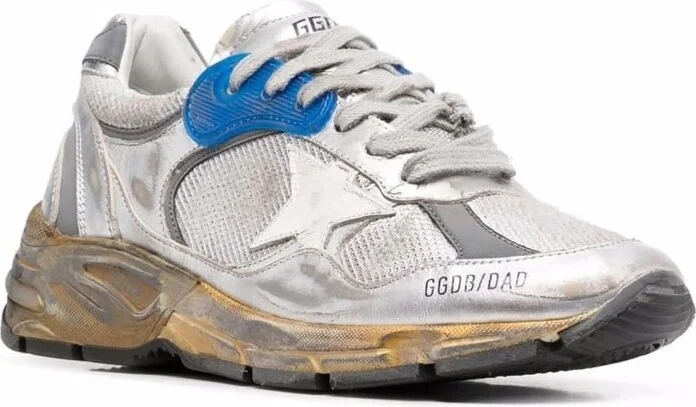 Golden Goose 'Running' Silver Leather Sneakers - Image 2