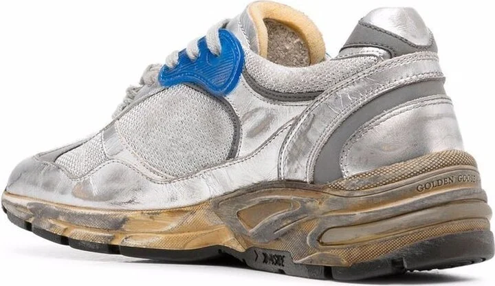Golden Goose 'Running' Silver Leather Sneakers - Image 3