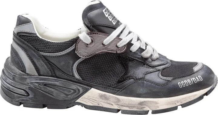Golden Goose Running Sneakers In Leather And Mesh Color Black/silver
