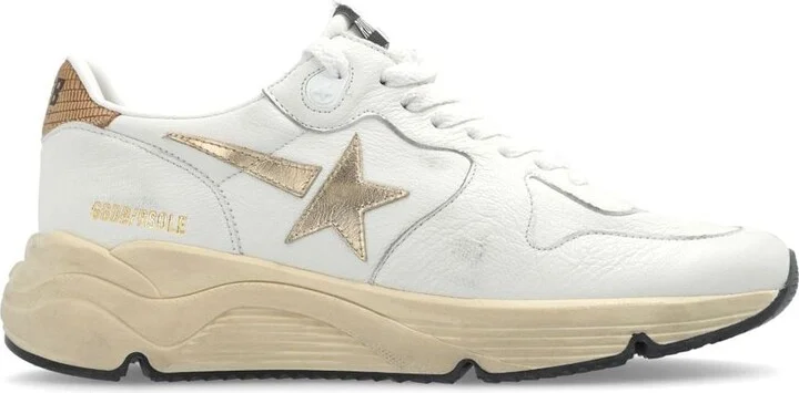 Golden Goose Running Sole Sneakers In Nappa With Laminated Star And Lizard Printed Heel Tab Shoes