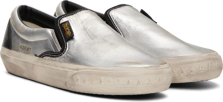 Golden Goose Silver & Black VCE Penstar Sneakers - Image 4
