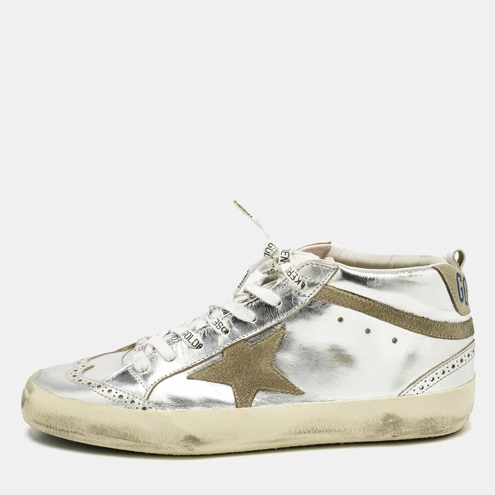 Golden Goose Silver Leather Mid Star Sneakers Size 41