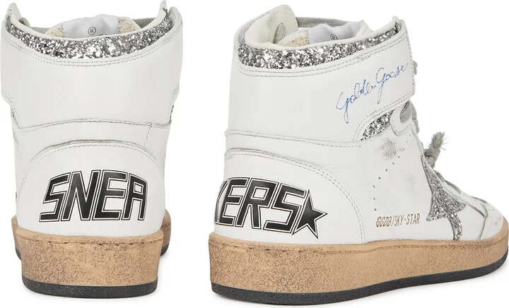 Golden Goose Sky Star Distressed Leather Hi-top Sneakers - Image 3