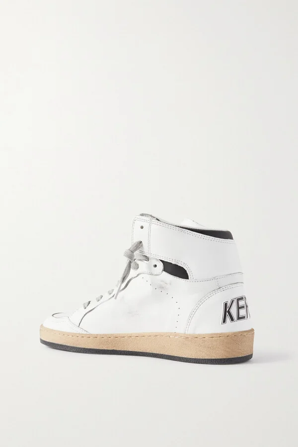 Golden Goose - Sky-star Distressed Printed Leather High-top Sneakers - White - Image 3