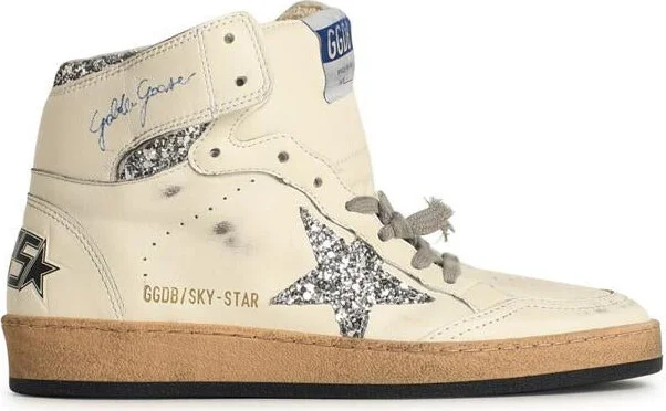 Golden Goose 'Sky Star' White Leather Sneakers