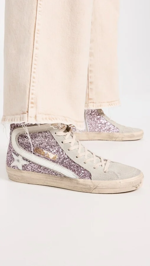 Golden Goose Slide Glitter and Suede Sneakers - Image 3