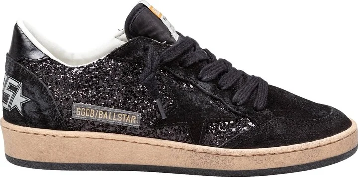 Golden Goose Sneakers Ballstar In Suede And Glitter Color Black