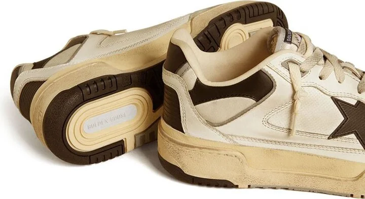 Golden Goose Sneakers 'Forty2' In Pelle Effetto Vintage Bianca E Marrone - Image 4