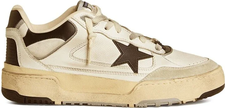 Golden Goose Sneakers 'Forty2' In Pelle Effetto Vintage Bianca E Marrone