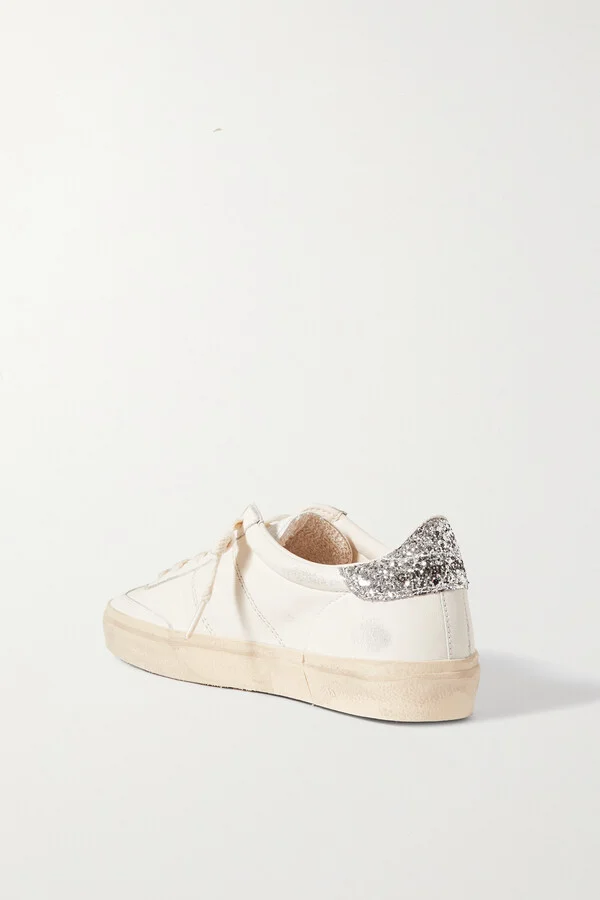 Golden Goose - Soul-star Distressed Glittered Leather Sneakers - White - Image 3