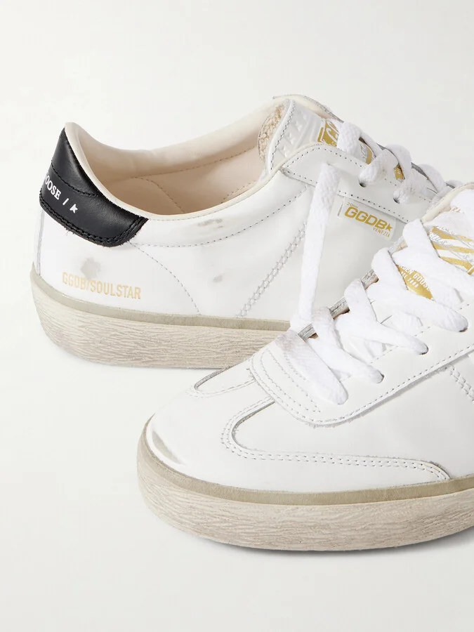 Golden Goose - Soul-star Distressed Leather Sneakers - White - Image 4