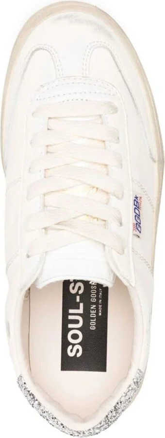Golden Goose Soul Star Distressed Leather Sneakers With Glittered Heel Tab Shoes - Image 4