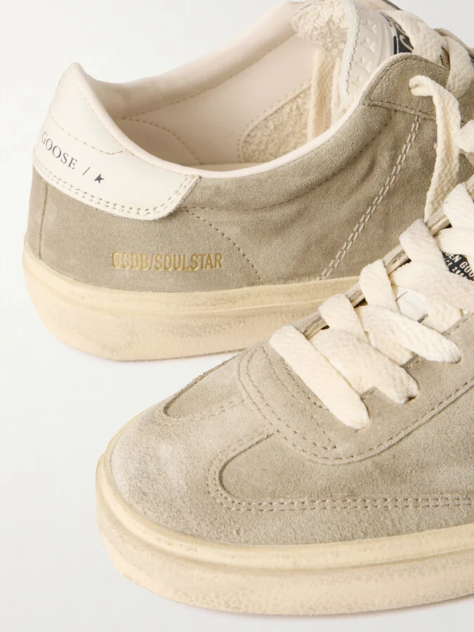 Golden Goose - Soul-star Distressed Leather-trimmed Suede Sneakers - Brown - Image 4