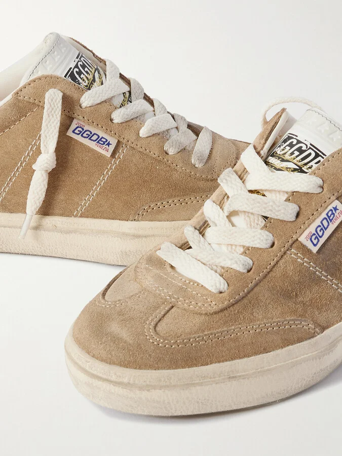 Golden Goose - Soul-star Distressed Leather-trimmed Suede Sneakers - Brown - Image 4
