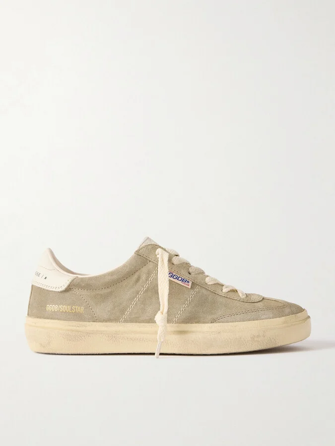 Golden Goose - Soul-star Distressed Leather-trimmed Suede Sneakers - Brown