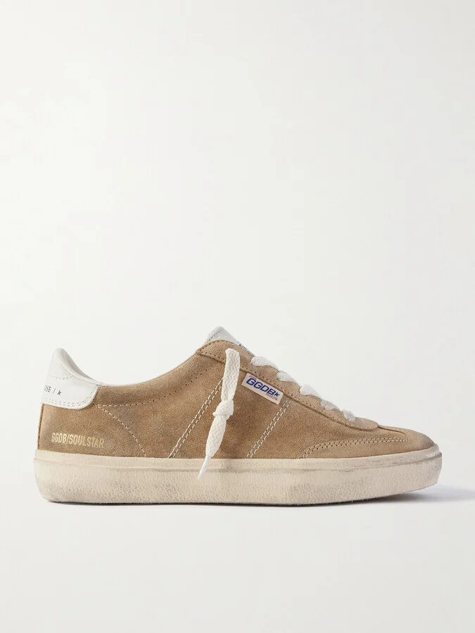 Golden Goose - Soul-star Distressed Leather-trimmed Suede Sneakers - Brown