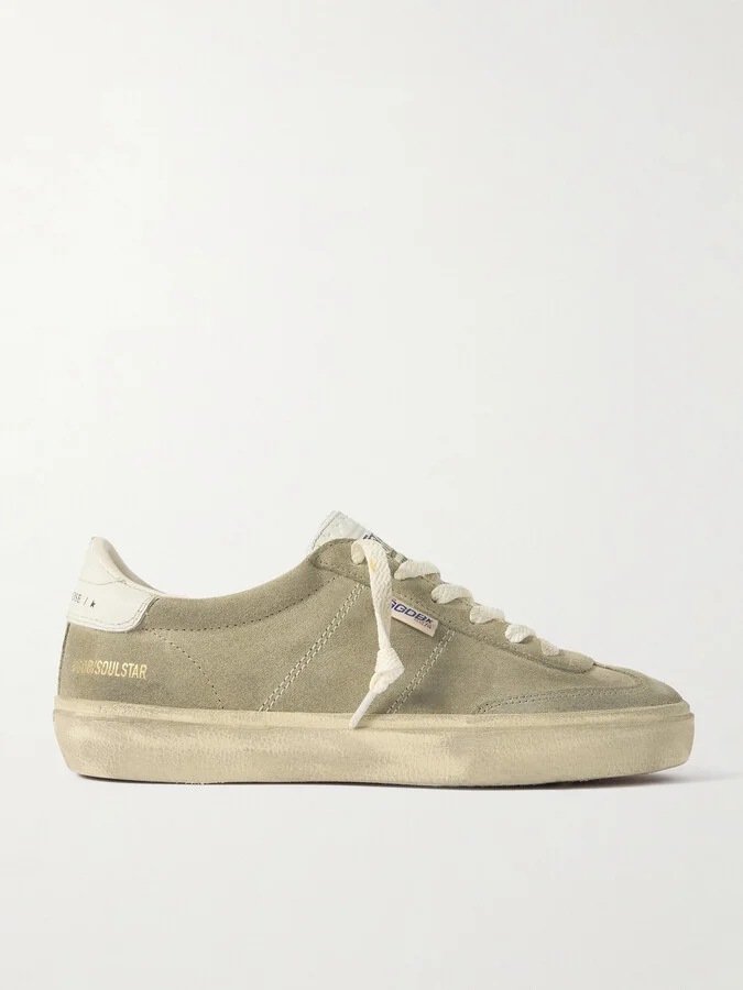 Golden Goose - Soul-star Distressed Leather-trimmed Suede Sneakers - Brown