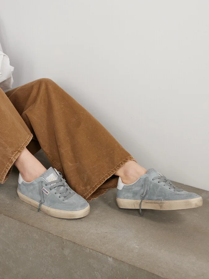 Golden Goose - Soul-star Distressed Leather-trimmed Suede Sneakers - Gray - Image 2