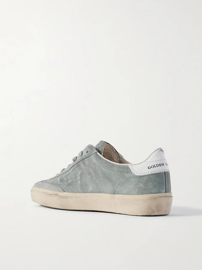 Golden Goose - Soul-star Distressed Leather-trimmed Suede Sneakers - Gray - Image 3