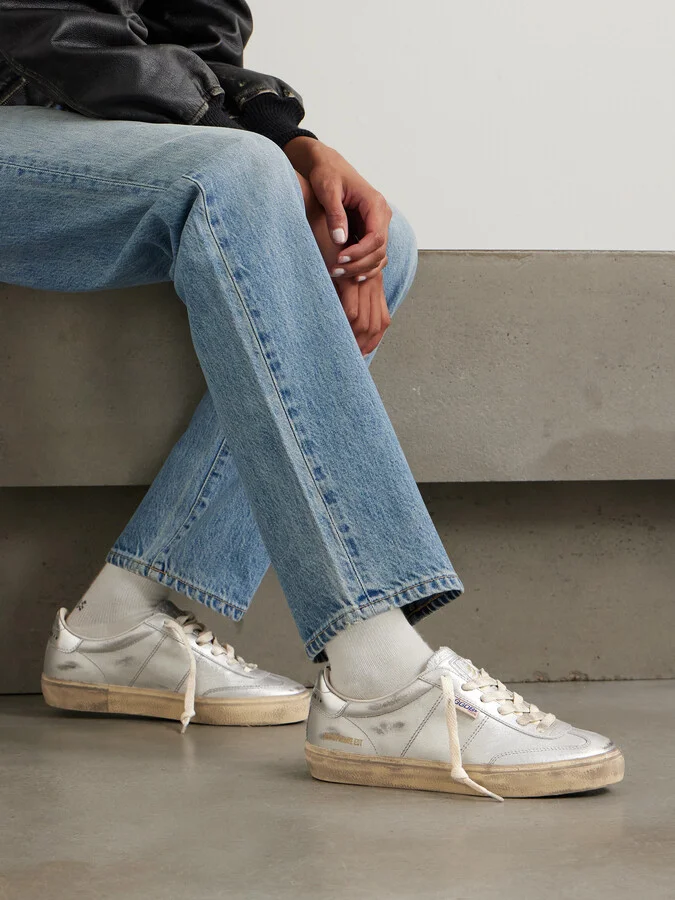 Golden Goose - Soul-star Distressed Metallic Leather Sneakers - Gray - Image 2