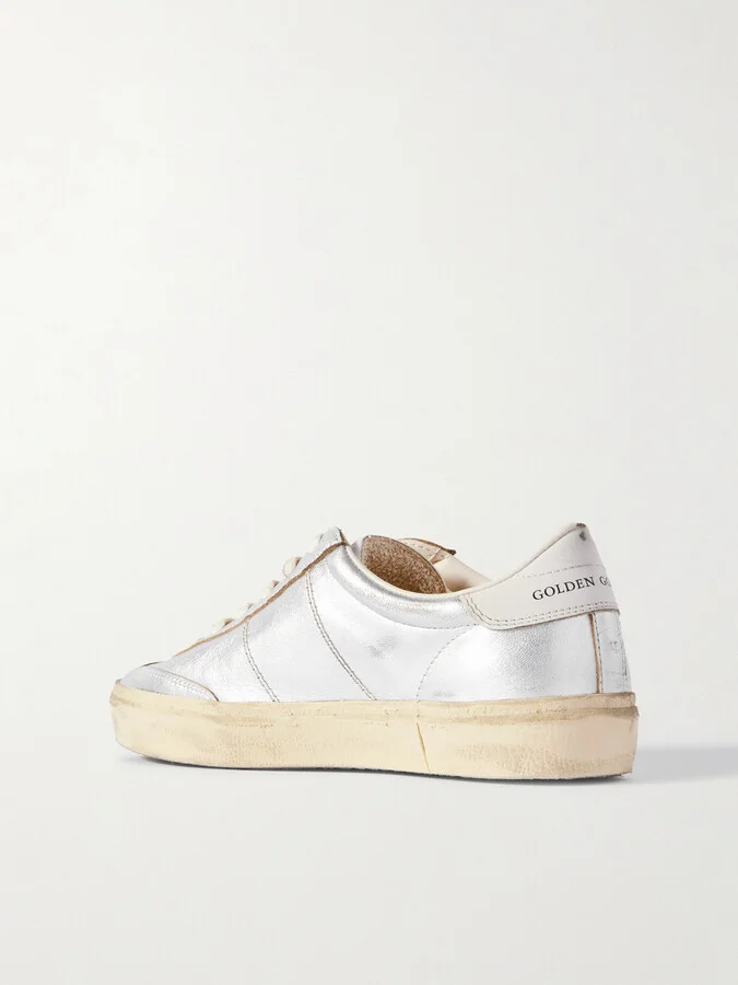 Golden Goose - Soul-star Distressed Metallic Leather Sneakers - Silver - Image 3