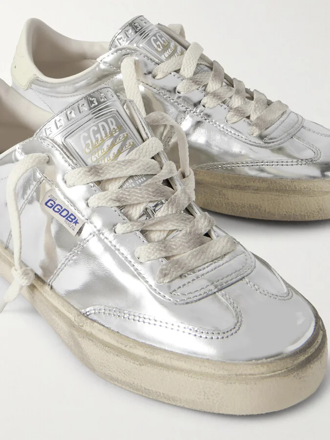 Golden Goose - Soul-star Distressed Mirrored-leather Sneakers - Silver - Image 4