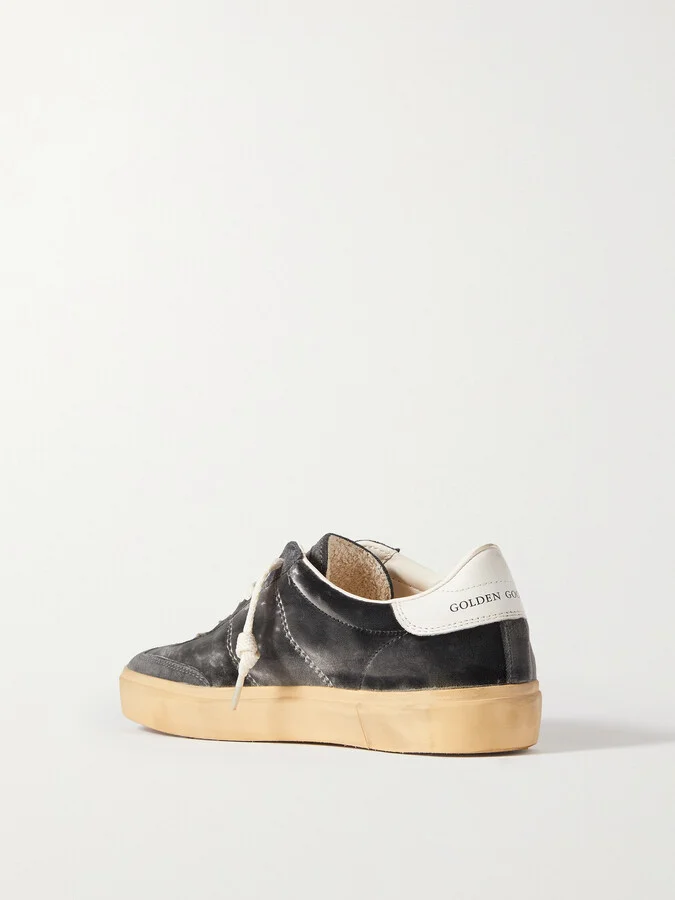 Golden Goose - Soul-star Distressed Suede And Leather-trimmed Velvet Sneakers - Gray - Image 3