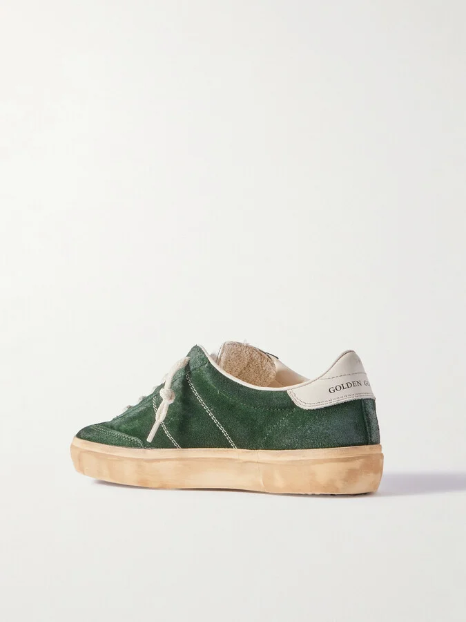 Golden Goose - Soul-star Leather-trimmed Suede Sneakers - Green - Image 3