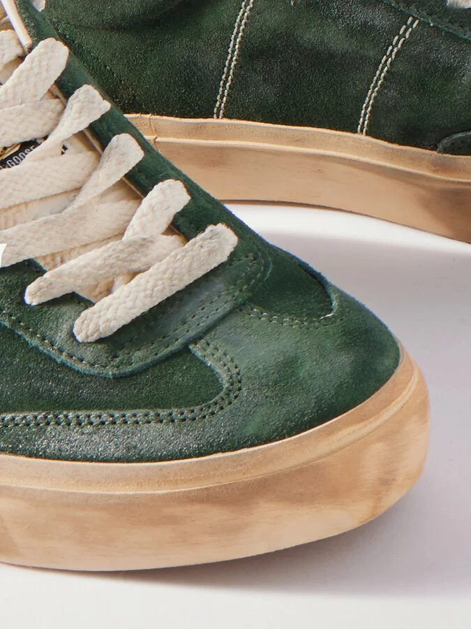 Golden Goose - Soul-star Leather-trimmed Suede Sneakers - Green - Image 4
