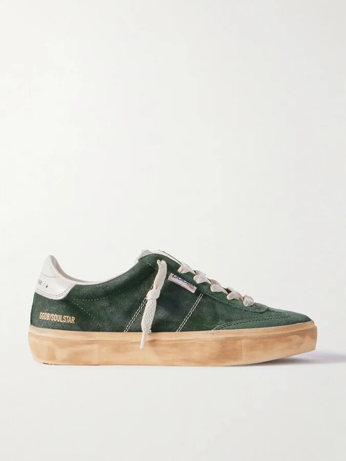 Golden Goose - Soul-star Leather-trimmed Suede Sneakers - Green
