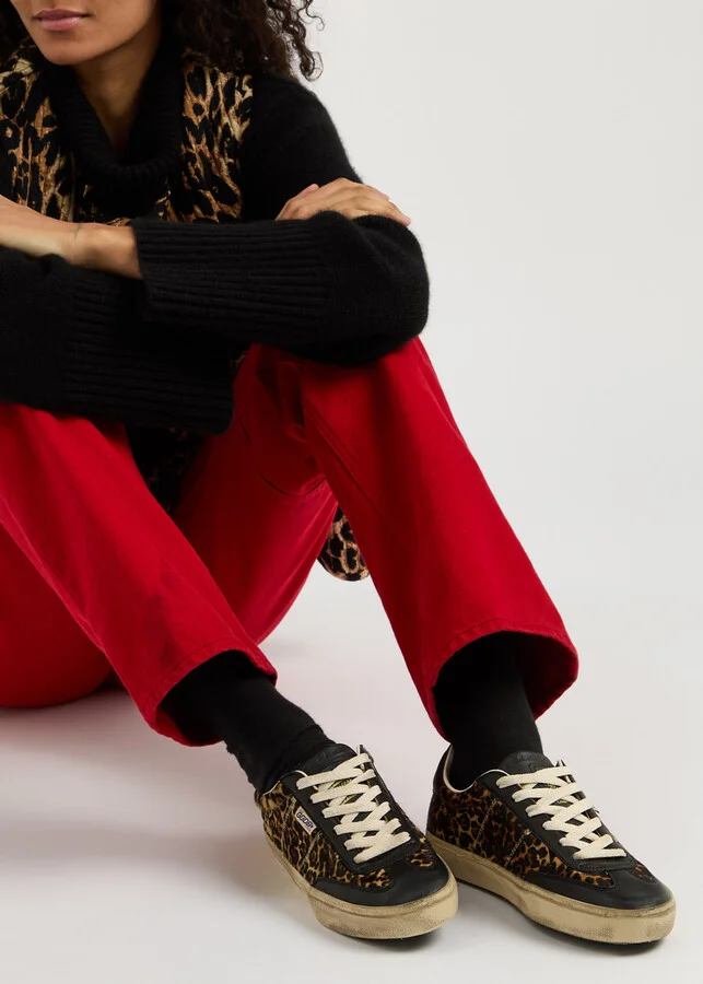 Golden Goose Soul Star Leopard-print Calf-hair Sneakers - Image 5