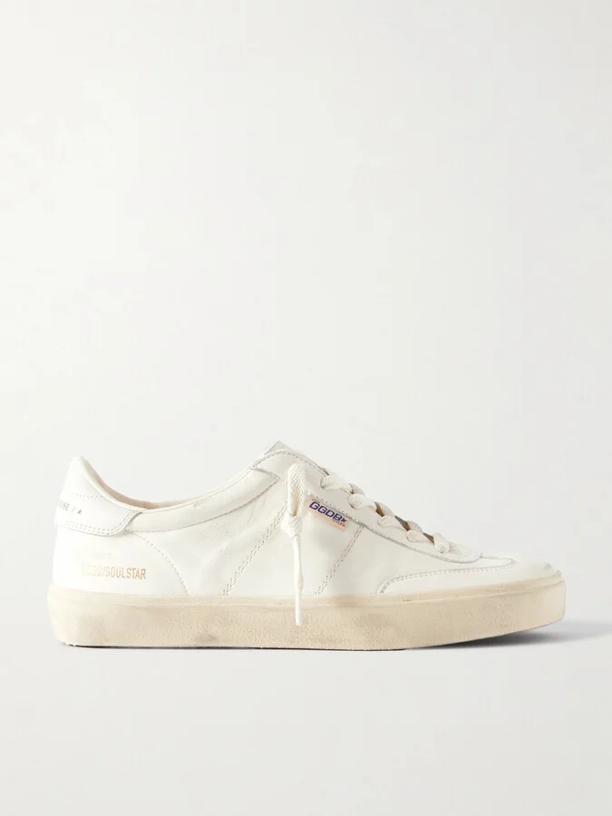Golden Goose - Soul-star Logo-print Distressed Leather Sneakers - White