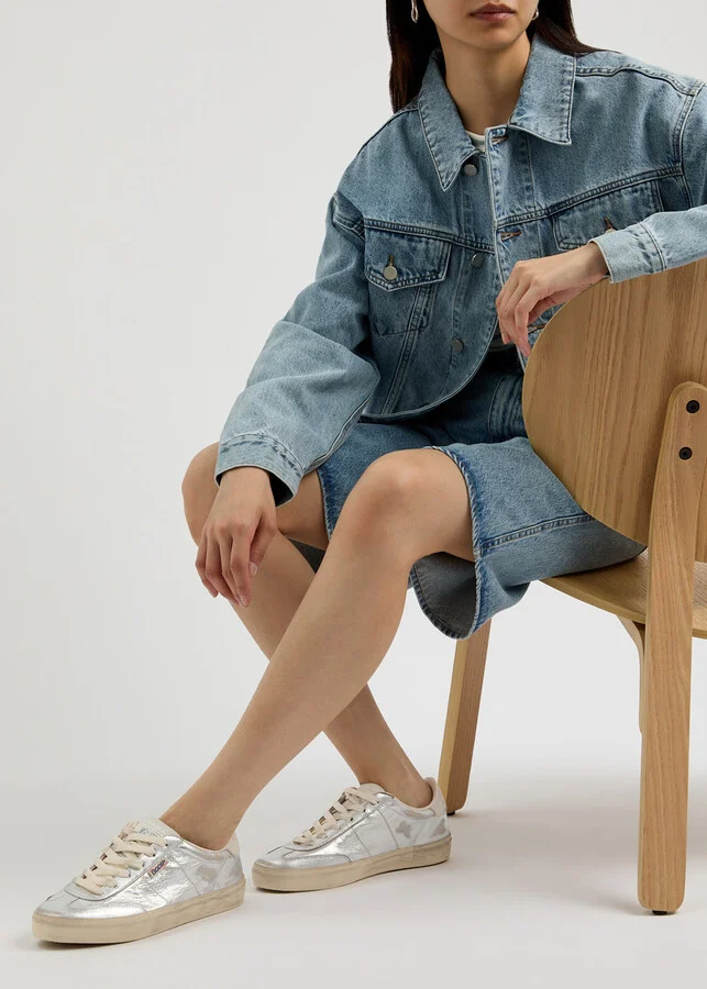 Golden Goose Soul Star Metallic Distressed Leather Sneakers - Image 5
