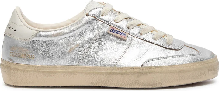 Golden Goose Soul Star Metallic Distressed Leather Sneakers