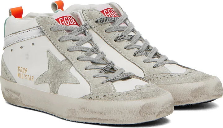Golden Goose SSENSE Exclusive White & Gray Mid Star Sneakers - Image 4