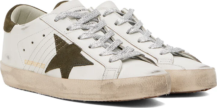 Golden Goose SSENSE Exclusive White & Green Super-Star Sneakers - Image 4