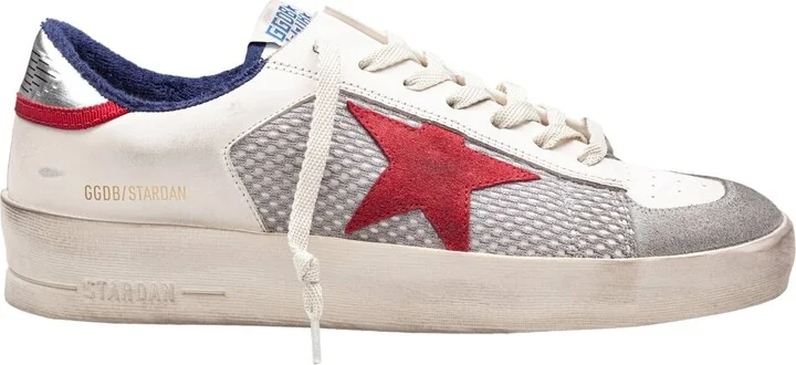 Golden Goose Stardan Mesh And Leather Sneakers White And Red