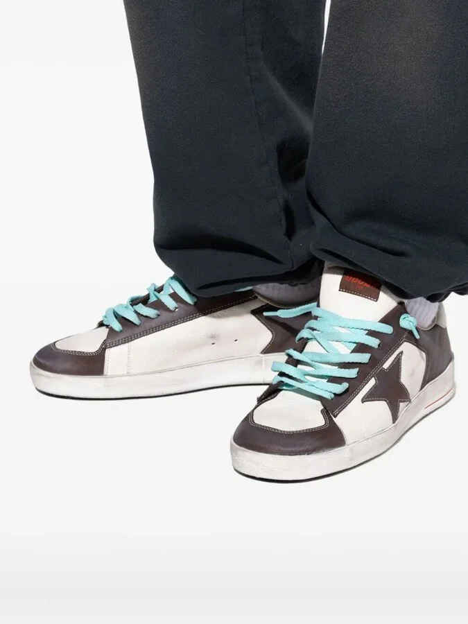 Golden Goose Stardan Two-Tone Distressed Finish Leather Sneakers Shoes - Image 5