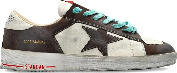 Golden Goose Stardan Two-Tone Distressed Finish Leather Sneakers Shoes