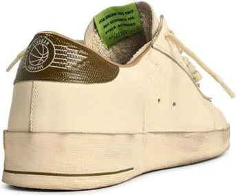 Golden Goose 'Stardan' White Leather Sneakers With Green Star And Heel - Image 3