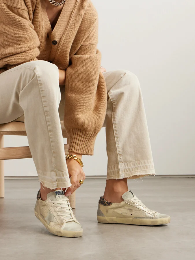 Golden Goose - Super-star Calf Hair And Suede-trimmed Distressed Leather Sneakers - Neutrals - Image 2