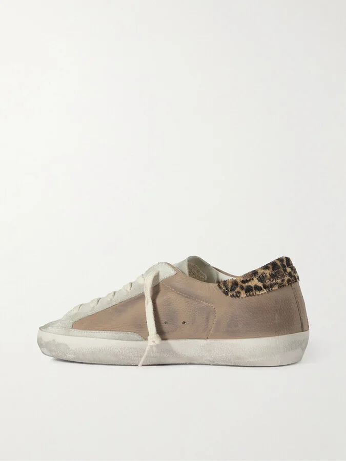 Golden Goose - Super-star Distressed Calf Hair-trimmed Nubuck And Suede Sneakers - Brown - Image 3