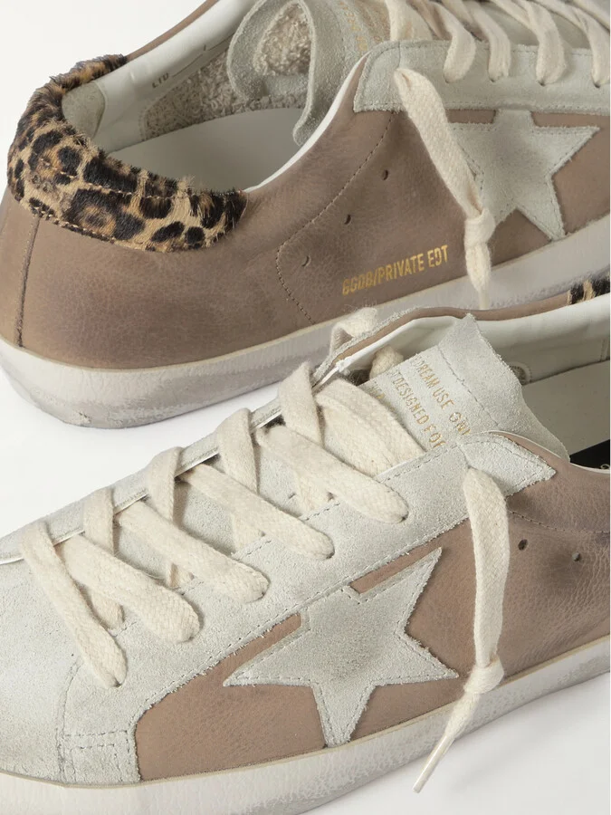 Golden Goose - Super-star Distressed Calf Hair-trimmed Nubuck And Suede Sneakers - Brown - Image 4
