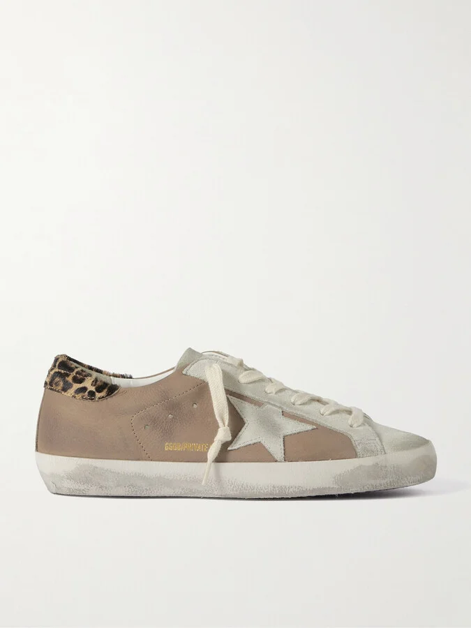 Golden Goose - Super-star Distressed Calf Hair-trimmed Nubuck And Suede Sneakers - Brown