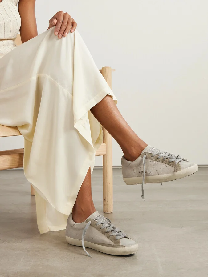 Golden Goose - Super-star Distressed Glittered Suede Sneakers - Neutrals - Image 2