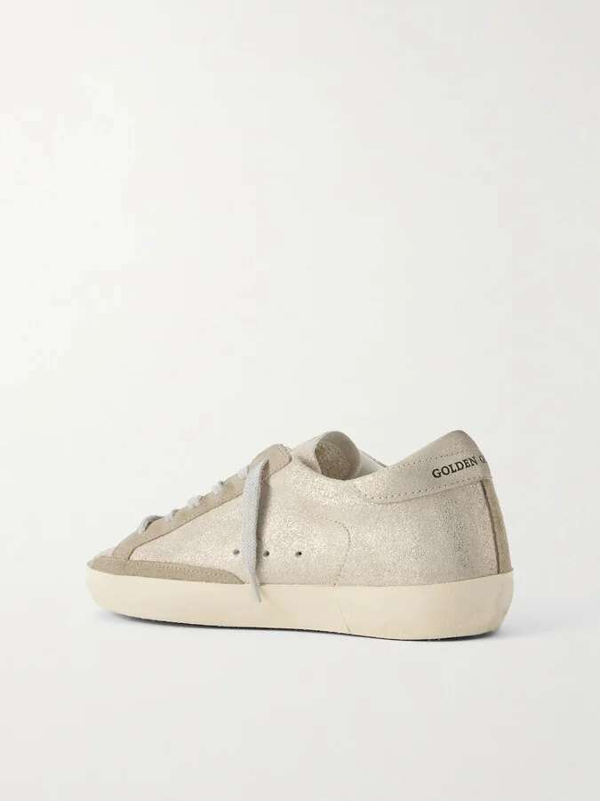 Golden Goose - Super-star Distressed Glittered Suede Sneakers - Neutrals - Image 3