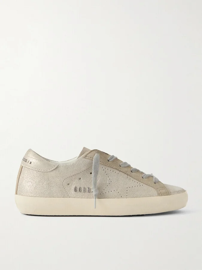 Golden Goose - Super-star Distressed Glittered Suede Sneakers - Neutrals