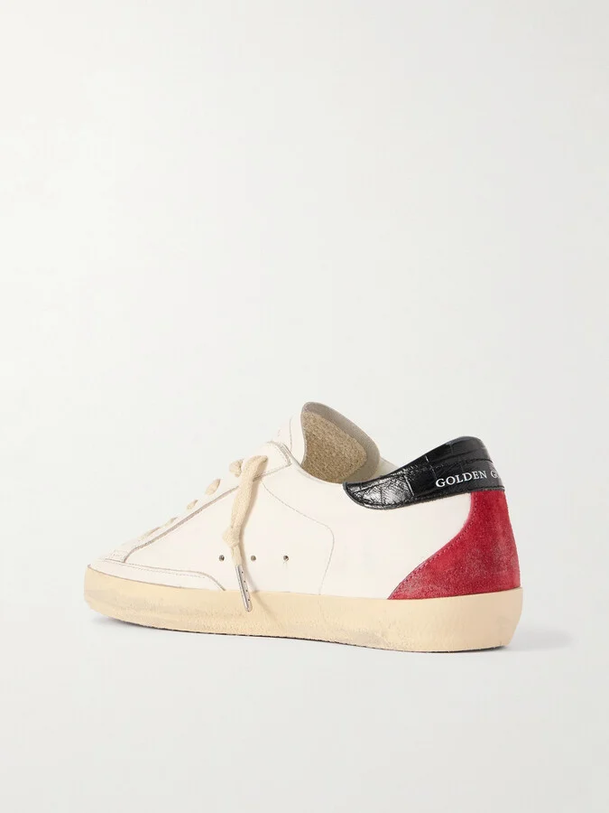 Golden Goose - Super-star Distressed Leather And Suede Sneakers - White - Image 3