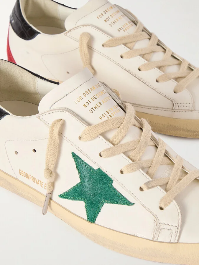 Golden Goose - Super-star Distressed Leather And Suede Sneakers - White - Image 4